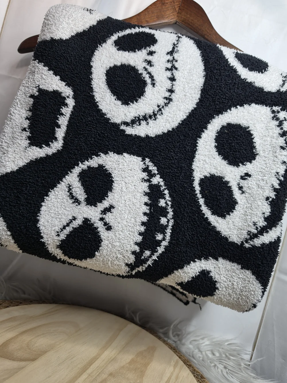 Disney The Nightmare Before Christmas Black and White Plush Throw Reversible